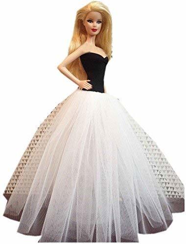 PANDA SUPERSTORE Doll's Wedding Gown Black & White Dress for Dolls