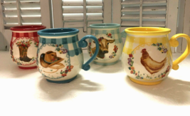 The Pioneer Woman Novelty Gingham Cowboy Hat Boot Cow Chicken 16oz Mugs Set of 4 - $58.41