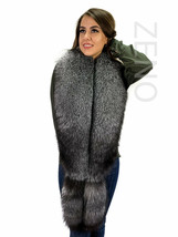 Blue Frost Fox Fur Boa 63' (160cm) + Tails as Wristbands / Headband Saga Furs image 2