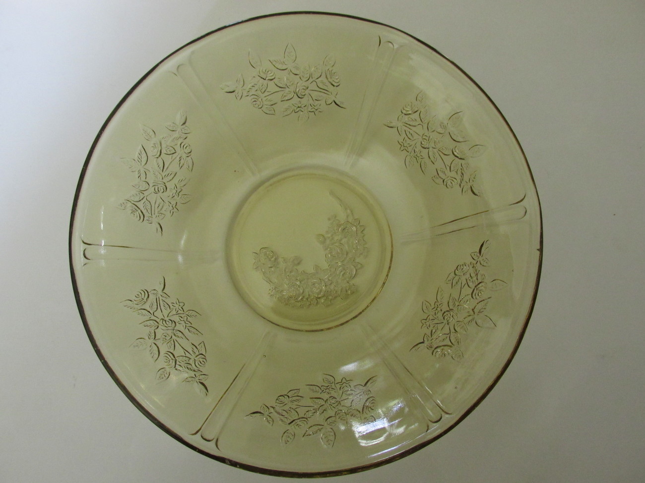 Depression Glass Sharon Or Cabbage Rose Large Amber Berry Bowl 1930s Pottery And Glass 2722