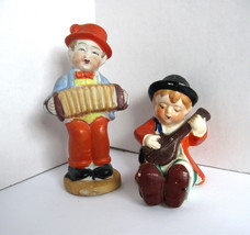 Vintage Set of Two Little Boy Figurines, Concertina Player, Banjo Player... - $15.00