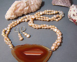 Orange agate slice peach pearls set thumb155 crop