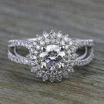 2.50 Ct Round Sunburst Halo Diamond Wedding Ring VVS1/D Moissanite Gemst... - $130.68