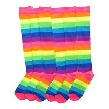 Angelina 12 Pair Dozen Girls Kids Toddler Knee High Socks Rainbow Striped 2540A