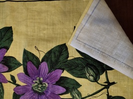 Vintage Tea Towel, Irish Linen, Passionflower Souvenir of Bermuda, Wall Hanging image 6