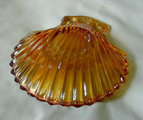 Primary image for Vintage Carnival Glass Shell Dish Pear Grape Motif