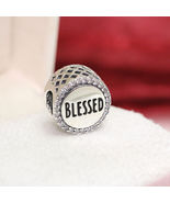  Genuine Pandora Blessed Silver Charm with Clear Cubic Zirconia ENG79201... - $64.95