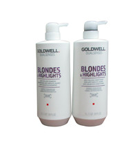 Goldwell Dualsenses Blondes Highlights Anti-Yellow Shampoo Conditioner Liter Duo - $41.22