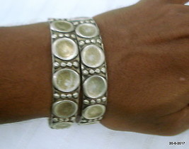 vintage tribal old silver bangle bracelet cuff pair set 2pc antique - $296.01