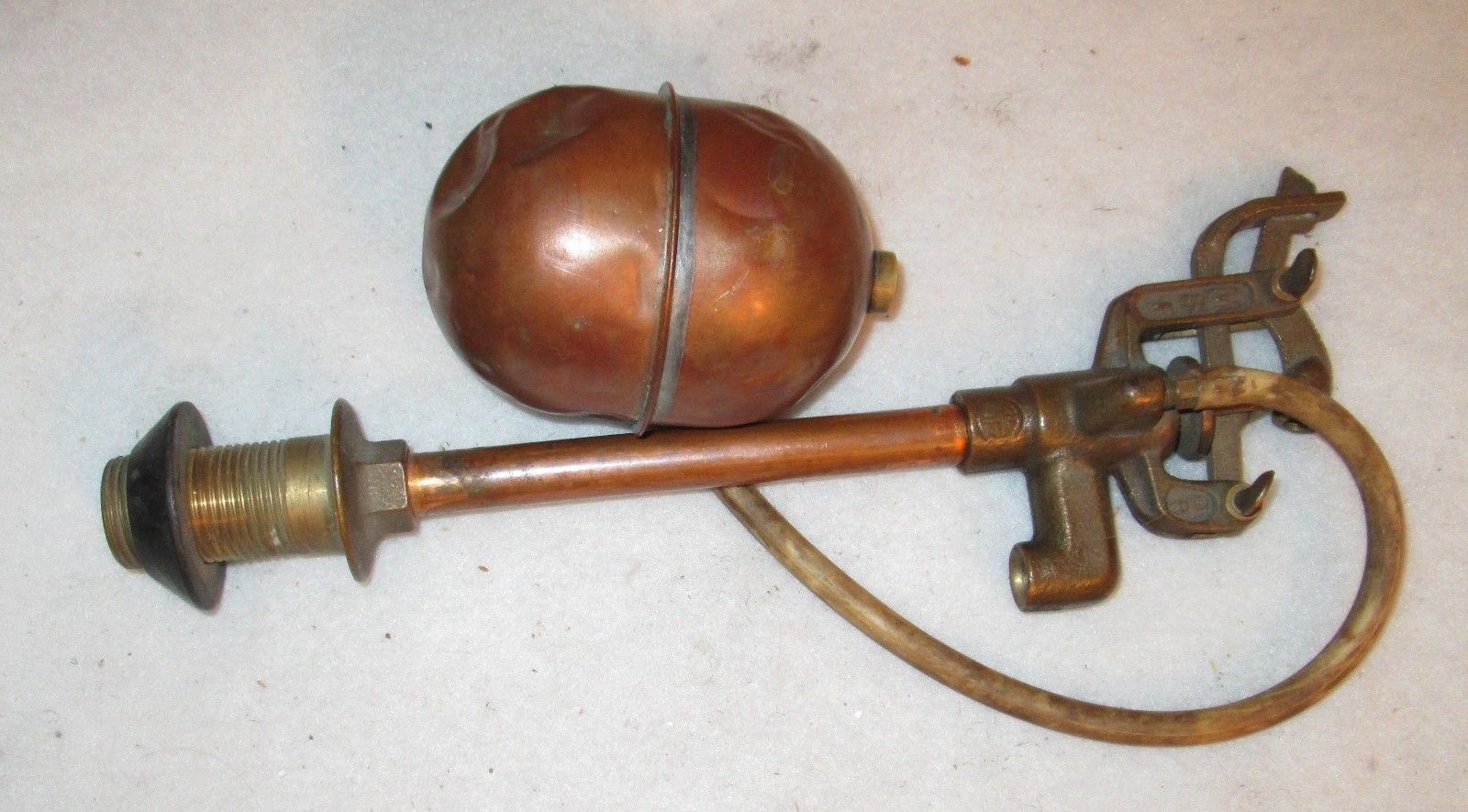 Solid Brass Ballcock Toilet Fill Valve 10 1/2" with copper float ball
