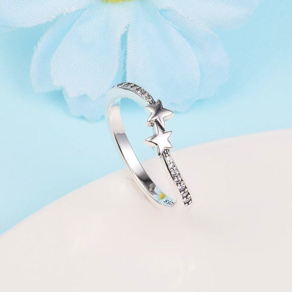 925 Sterling Silver Shooting Stars Sparkling Ring For Women