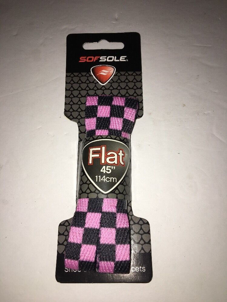 SofSole Athletic Flat Shoe Lace,Pink/Black Checkerboard-45 Inch-SHIPS N 24 HOURS