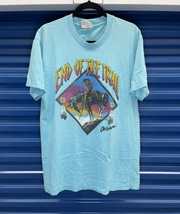 1988 End Of The Trail Native American Horseback Sunset Colorful Tee L VINTAGE - $29.70