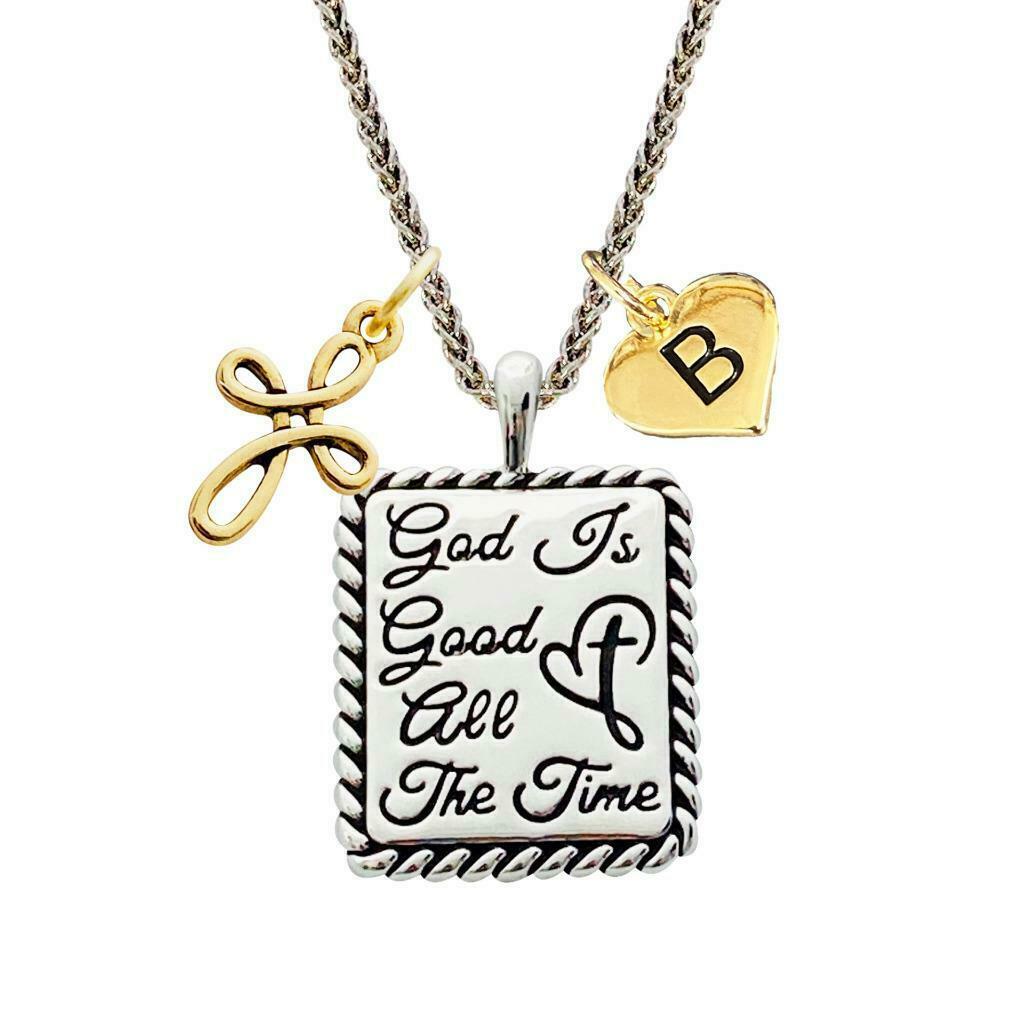 Custom God is Good All the Time Silver Gold Necklace Jewelry Choose Initial
