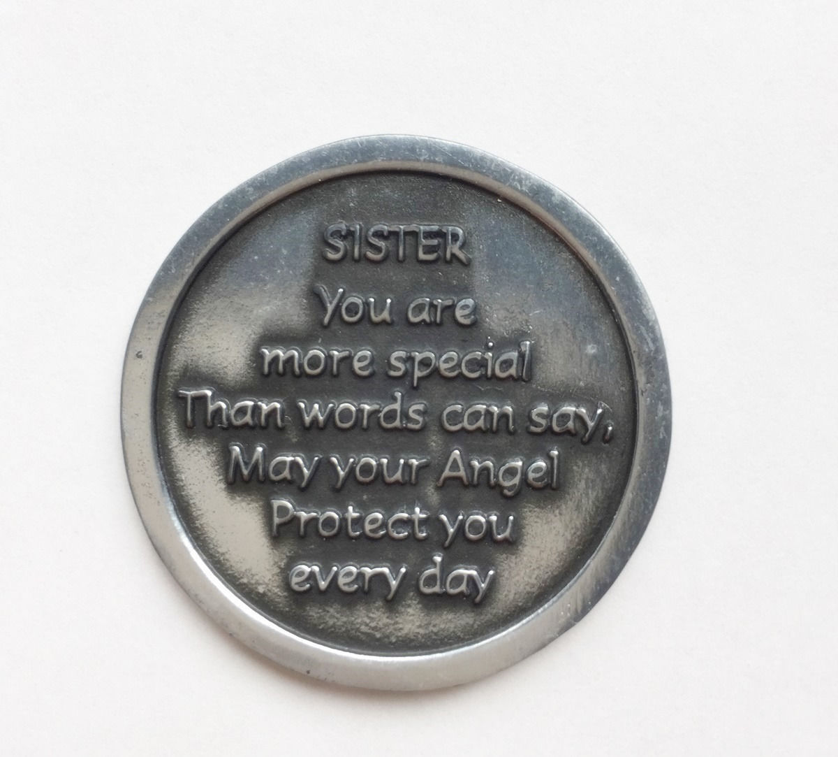 Sister Guardian Angel Pocket Token Pewter Enamel Coin Other
