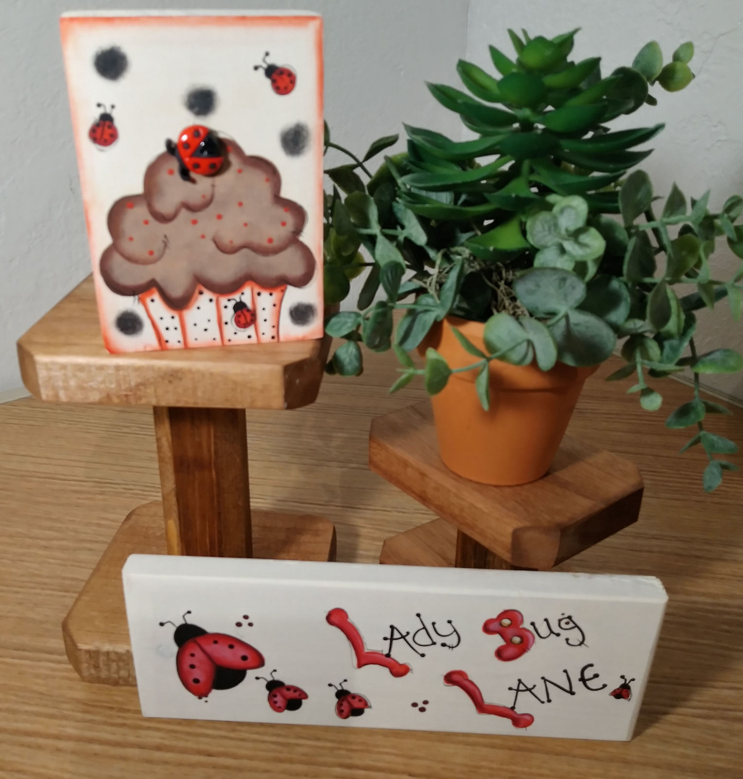 Tiered Tray ladybugs/ Hand painted/ Ladybug Love/ Mini wood signs/ Ladybug signs - $39.99