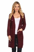 High Secret Women&#39;s Trendy Knit Open Trench Cardigan with Pockets (Wine,... - $49.49