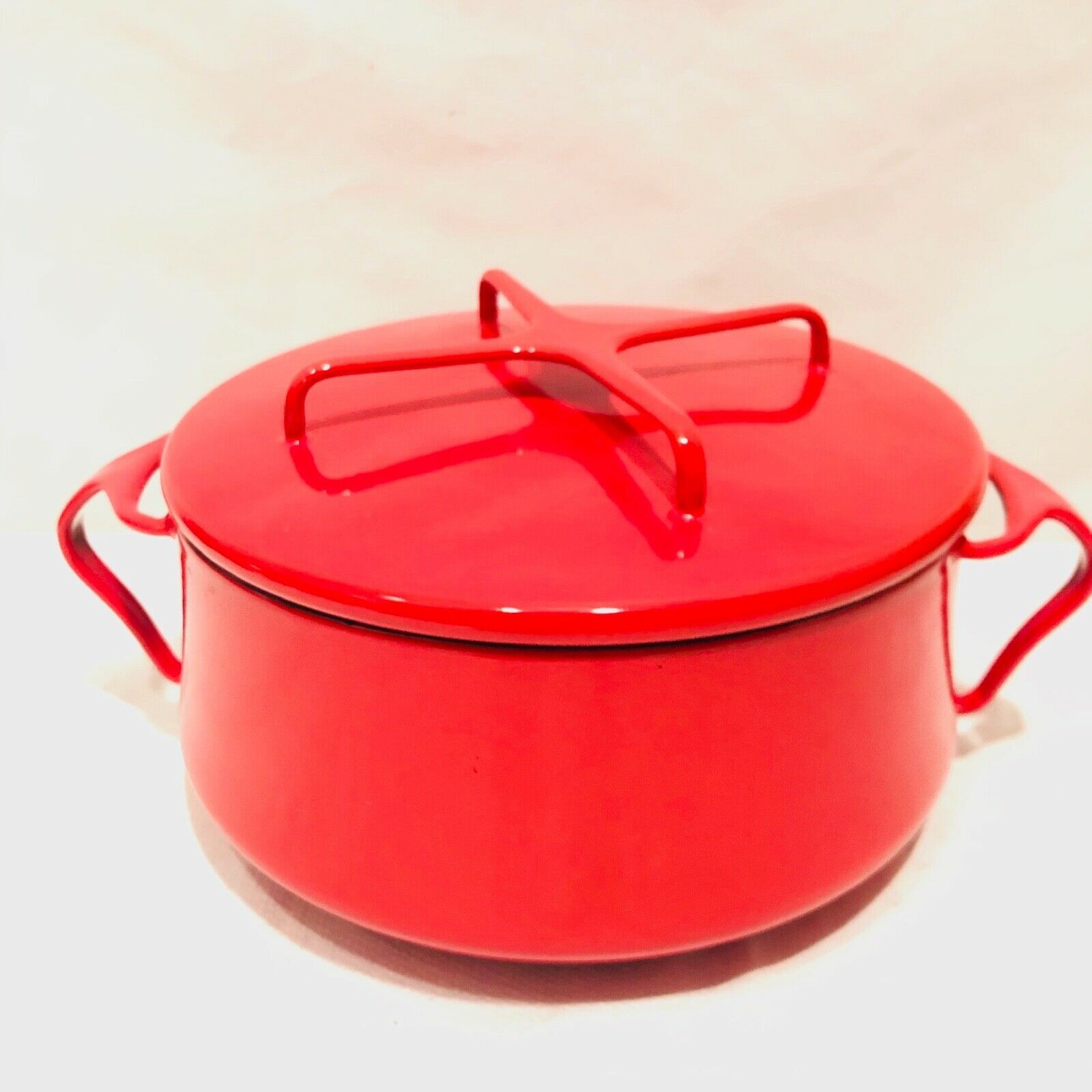 Dansk Kobenstyle Enamel Cookware 2 Qt RED Covered Pot Dutch Oven MCM