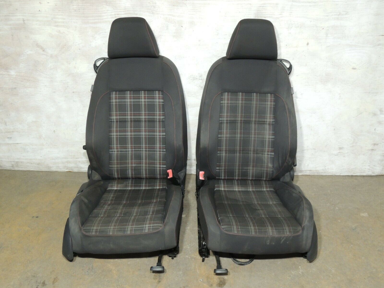 2011 Mk6 Vw Gti Plaid Cloth Bucket Bolster Seats Set Good 2 Door