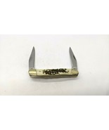 Steel Warrior Muskrat Folding Pocket Knife 2 Blade White Bone &amp; Brass Bo... - $14.84