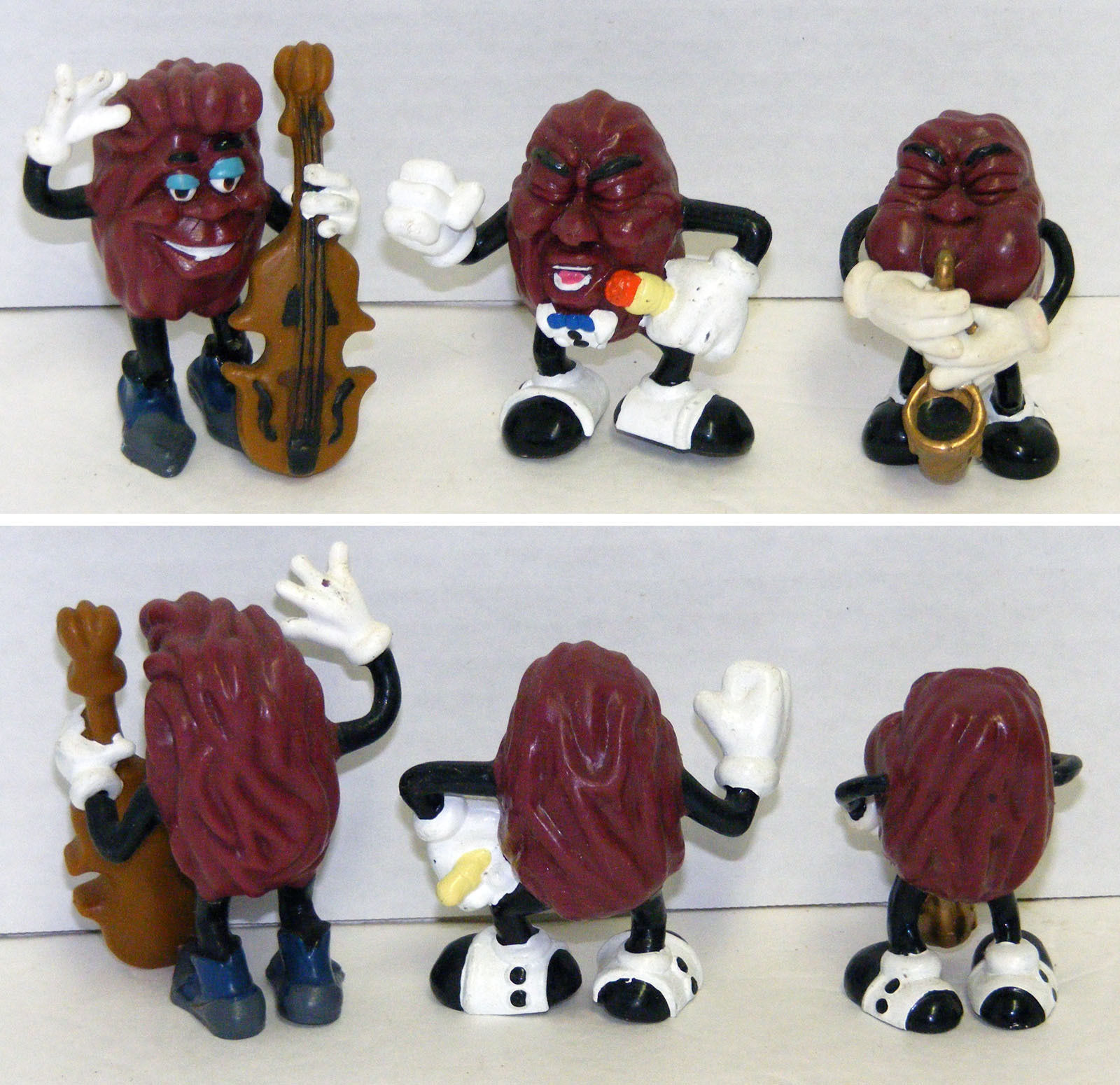 CALIFORNIA RAISINS 3Pc BAND & SINGERS 5 Vintage Vinyl Figures 1988