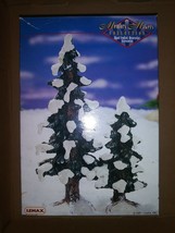 Twin Snowy Mountain Pines Vintage 1997 Lemax Memory Makers Figures Chris... - $25.94