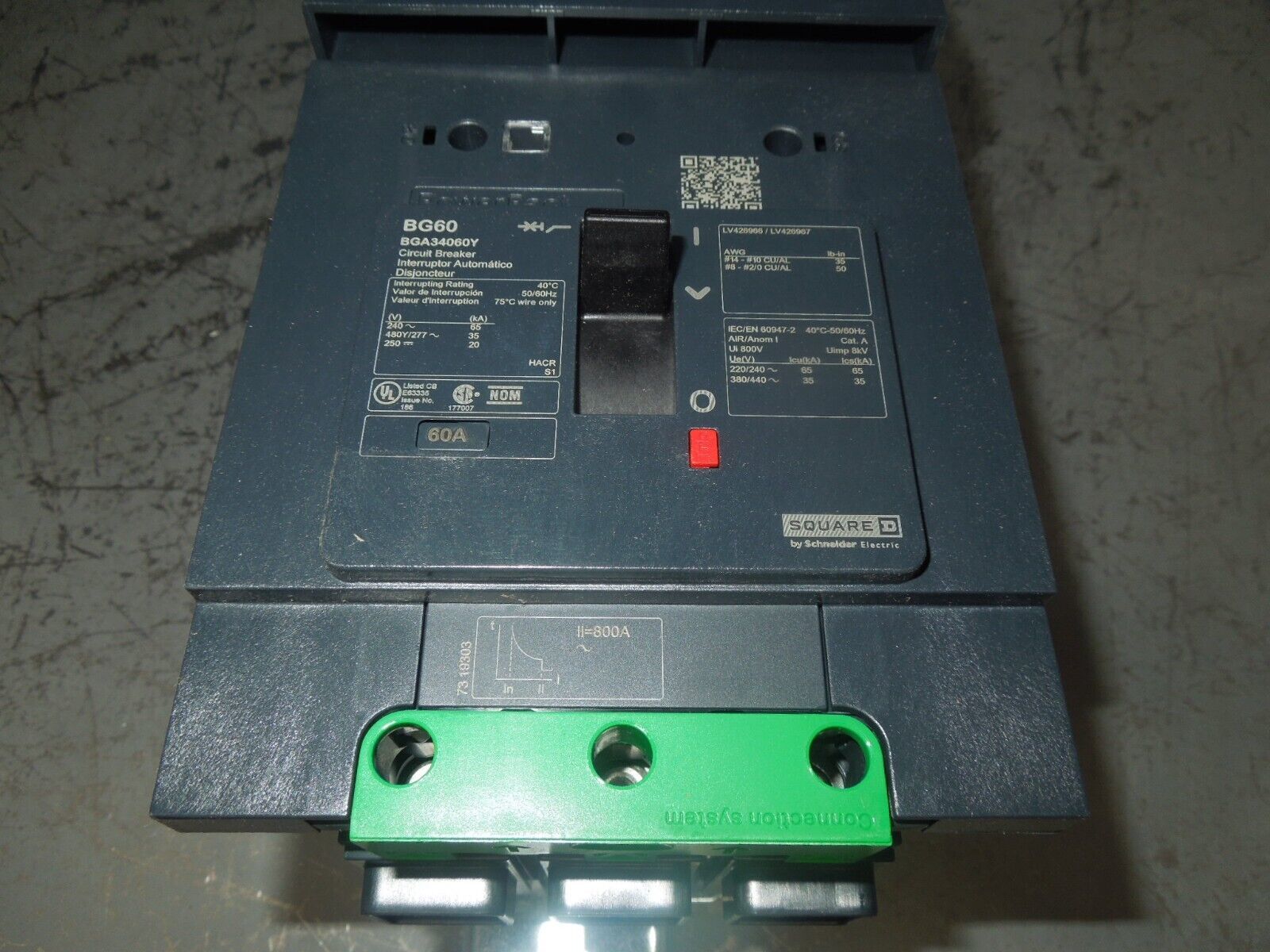 Square D PowerPact B Frame ILine Circuit Breaker BGA34060Y 60A 3P 480V Surplus Circuit Breakers