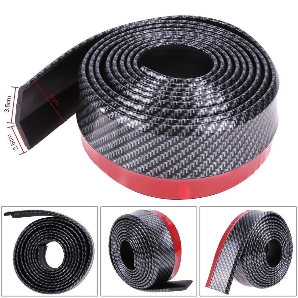 2.5M*6CM Black Soft Carbon Fiber Car Rubber Bumper Strip Outside Bumper