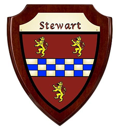 Stewart Irish Coat of Arms Shield Plaque - Rosewood Finish