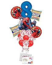 Spider Man Happy Birthday Balloon Bouquet (16 Balloons), 8th Birthday | Viva Par - $21.77