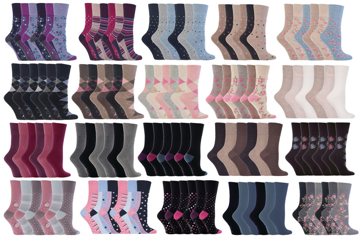 Image of Gentle Grip -  Pack Womens Ladies Loose Top Non Binding Elastic Cotton Socks
