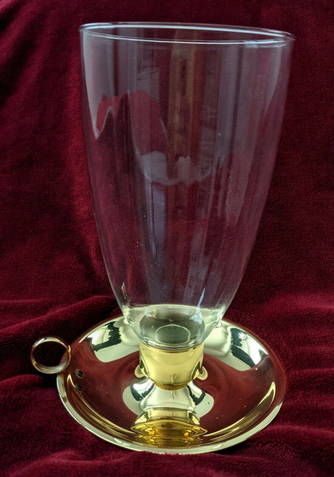 Vintage Baldwin Solid Brass Hurricane Candle Holder w/blown glass Globe