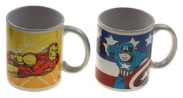 Zak! Marvel Captain America Iron Man Coffee Mugs Set 2 White Mug 12oz In... - $3.39