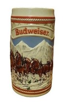 Vintage 1985 Budweiser Holiday Christmas Beer Stein A Series Clydesdale Horses - $18.46