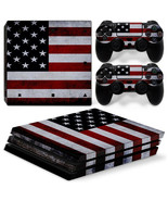 For PS4 PRO Console &amp; 2 Controllers USA Flag Design Vinyl Skin Decal  - $13.83