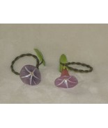 Home Presents 202091 Morning Glory Flower Napkin Ring Set 4 Purple Pink ... - $29.20