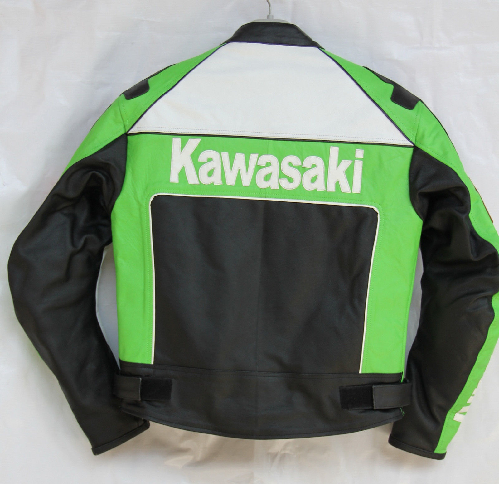 Men Green Motorcycle Ninja Kawasaki Leather Jacket Custom Design CE Padding - Outerwear