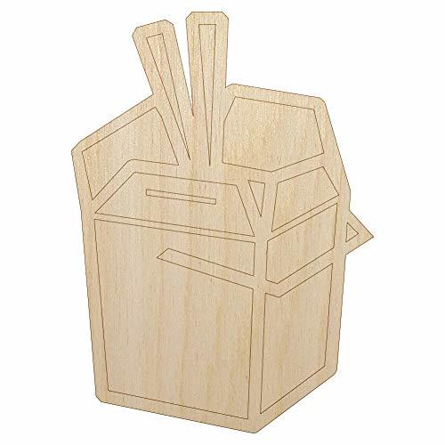 Chinese Food Take Out Away Doodle Unfinished Wood Shape Piece Cutout for DIY Cra