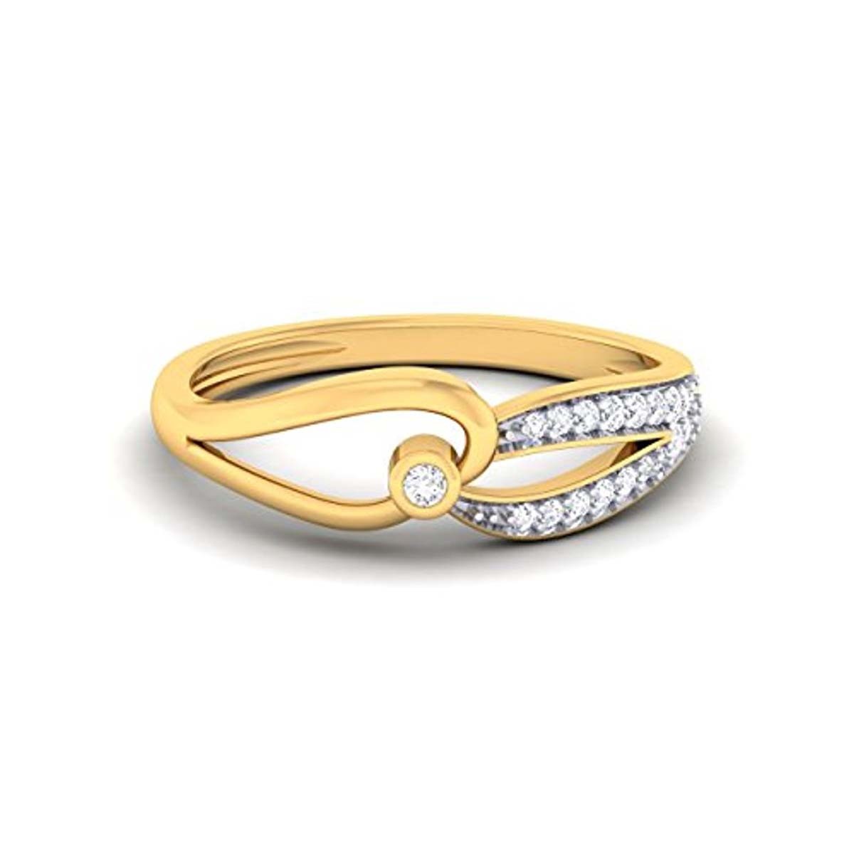 14K Yellow Gold Plated RD Cut White CZ Diamond Engagement Solitaire Fancy Ring