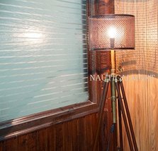 NAUTICALMART DESIGNER BRASS FINISH TRIPOD FLOOR LAMP WITH SHADE