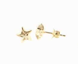 18K YELLOW GOLD EARRINGS WITH VERY SHINY STAR WORKED MADE IN ITALY 0.28 INCHES image 1