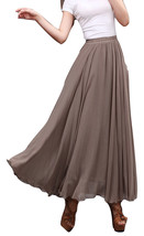 Taupe Maxi Chiffon Skirt Women Chiffon Maxi Skirts High Waist Bridesmaid Skirts