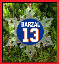 Barzal Jersey Christmas Ornament - X-MAS Snowflake - New York Hockey - $12.95