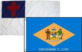 2x3 Christian Christ & State Delaware 2 Pack Flag Wholesale Combo 2'x3' - $12.88