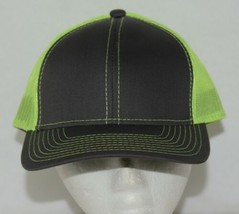 OC Sports Adjustable Hook Loop Style Baseball Hat Mesh Back Charcoal Neon Yellow image 1