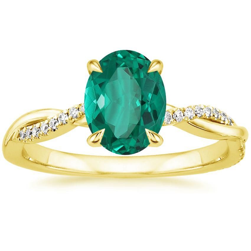 14K Yellow Gold Plated 1/4Ct Oval & Round Cut Emerald & Diamond ...