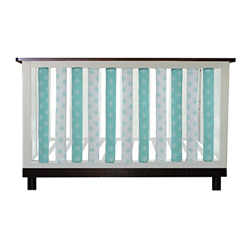 Pure Safety Vertical Crib Liners in Aqua/White Tribal Cotton 24 Pack Crib Mattresess
