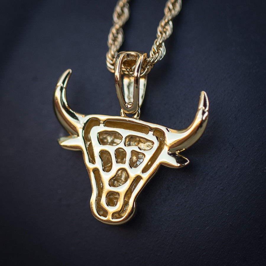Solid Mini 18k Gold Bull Necklace - Necklaces & Pendants