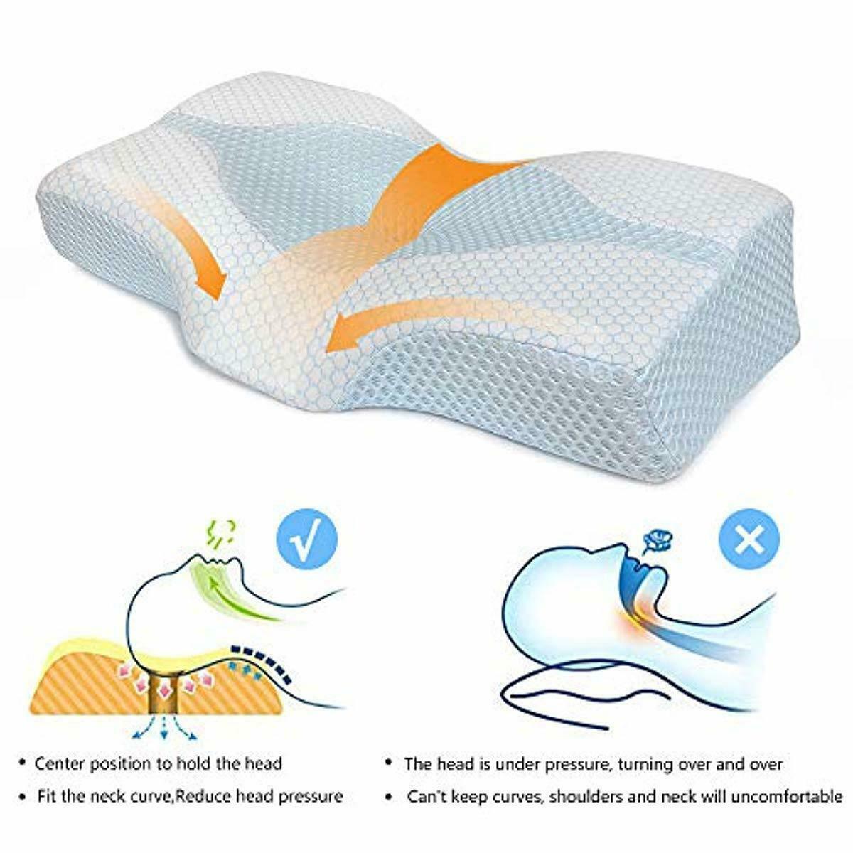 Mkicesky Side Sleeper Contour Memory Foam Pillow, Orthopedic Sleeping ...