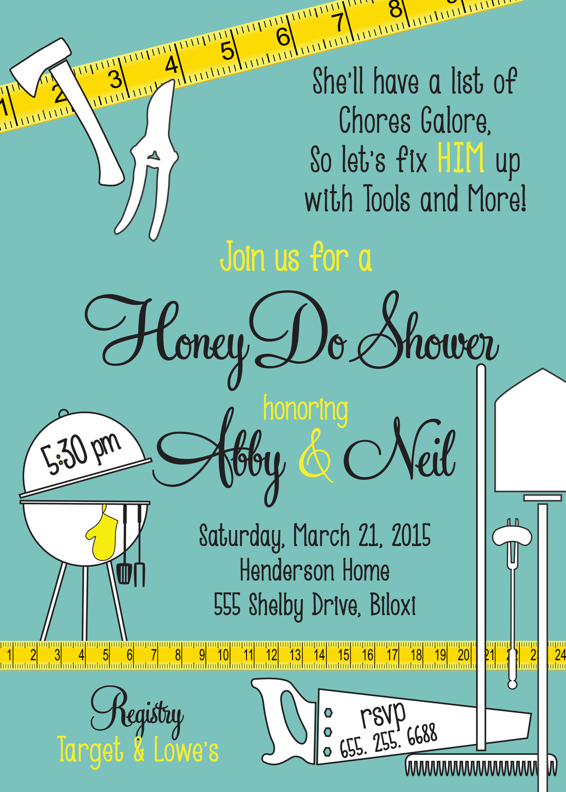 HONEY DO Shower Invitation printable/Digital File/Tool Shower, Couples